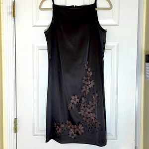 Vintage CDC Dark Brown Floral Embroidered Cocktail Dress